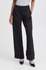 Black wide-leg pants worn by a person on a white background