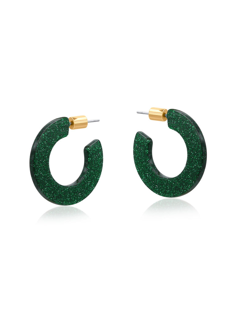 Paulina thin resin hoops green – stylish accessories from C&K, an independent lifestyle store in Settle, North Yorkshire.