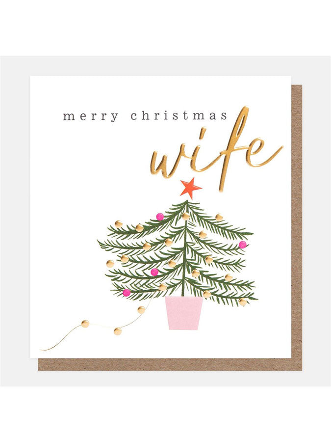 Merry Christmas Wife with Tree – beautiful greeting card from C&K, an independent lifestyle store in Settle.