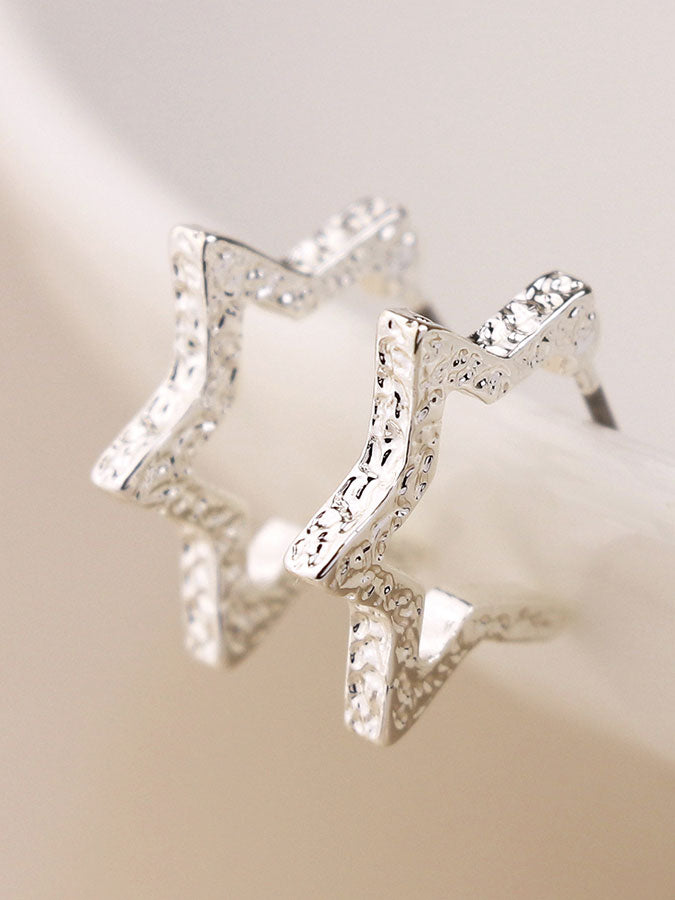 Silver Plated Textured Star Earrings – stylish accessories from C&K, an independent lifestyle store in Settle, North Yorkshire.